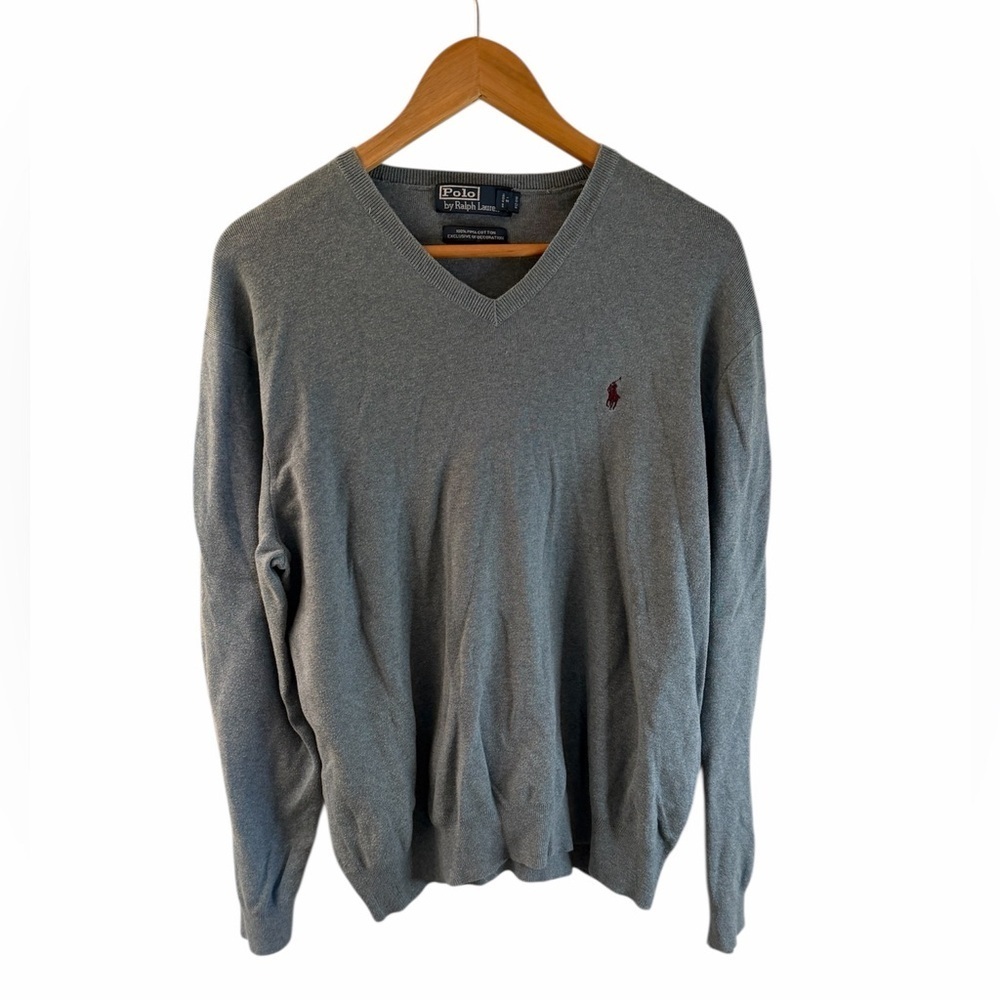 Ralph Lauren Men's V-Neck Sweater in Gray